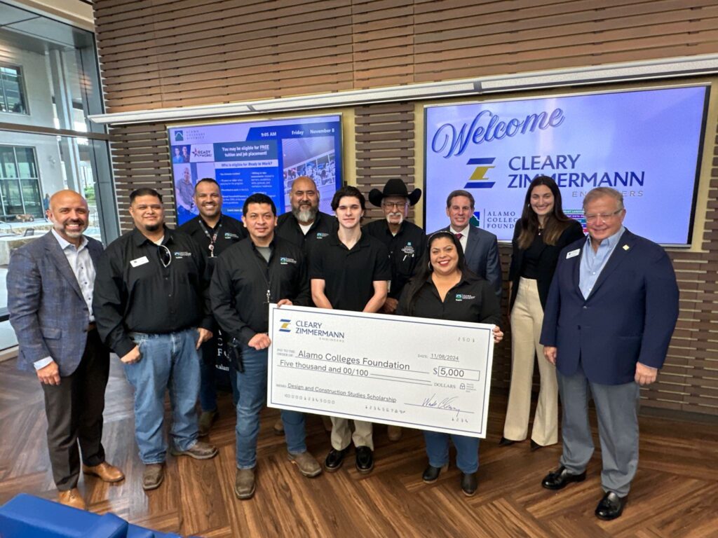 tcuf scholarship challenge winners event recipient for Cleary Zimmermann Engineers in San Antonio